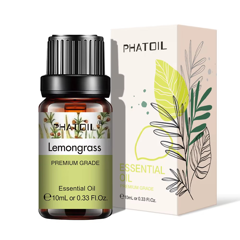 Natural Plant Essential Oil 10ml - Eucalyptus, Rose, Lemon, Bergamot, Vanilla, and Peppermint for Aromatherapy and Diffusers