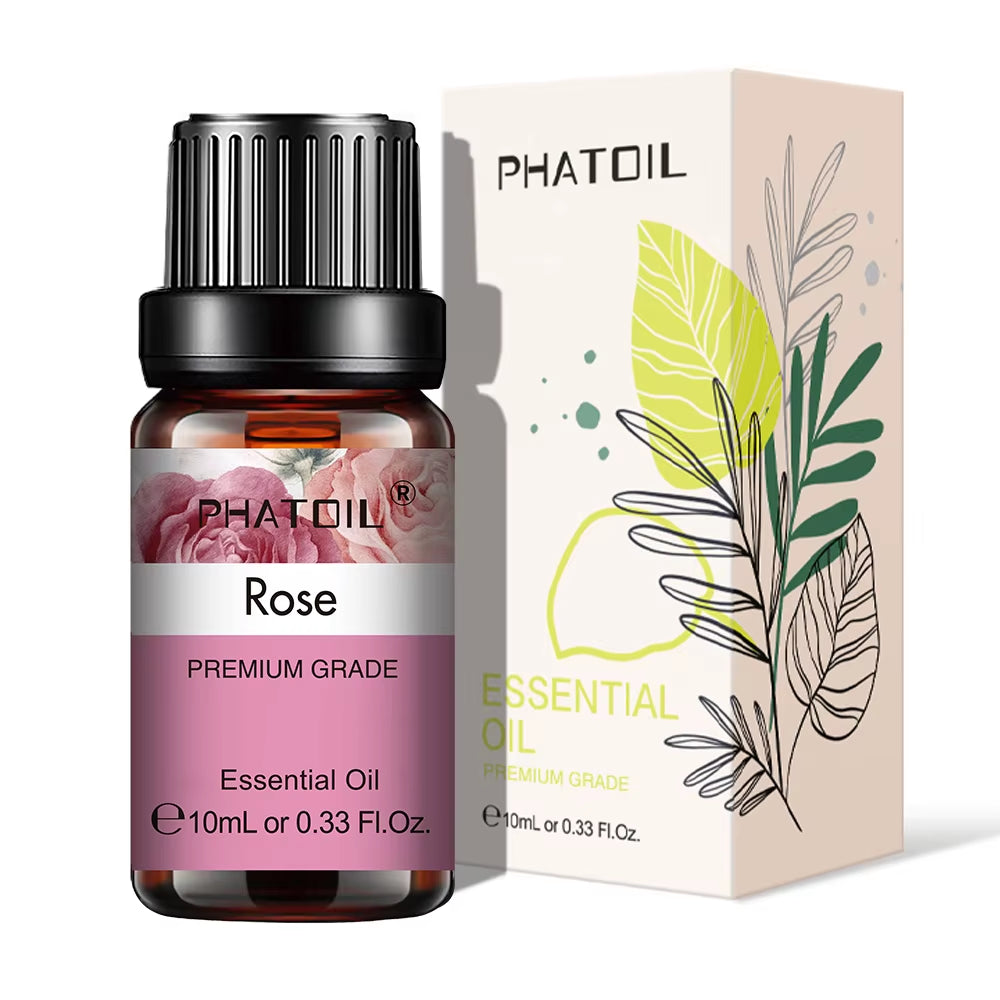 Natural Plant Essential Oil 10ml - Eucalyptus, Rose, Lemon, Bergamot, Vanilla, and Peppermint for Aromatherapy and Diffusers
