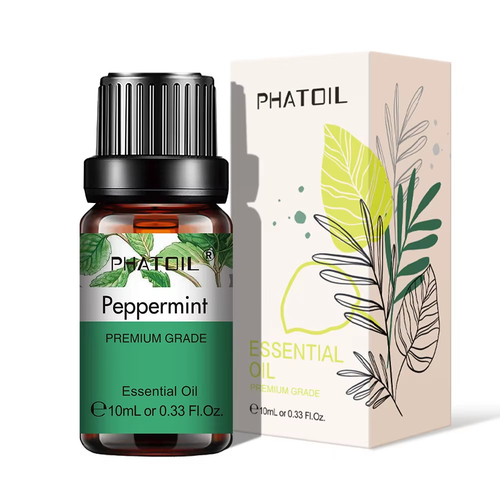 Natural Plant Essential Oil 10ml - Eucalyptus, Rose, Lemon, Bergamot, Vanilla, and Peppermint for Aromatherapy and Diffusers