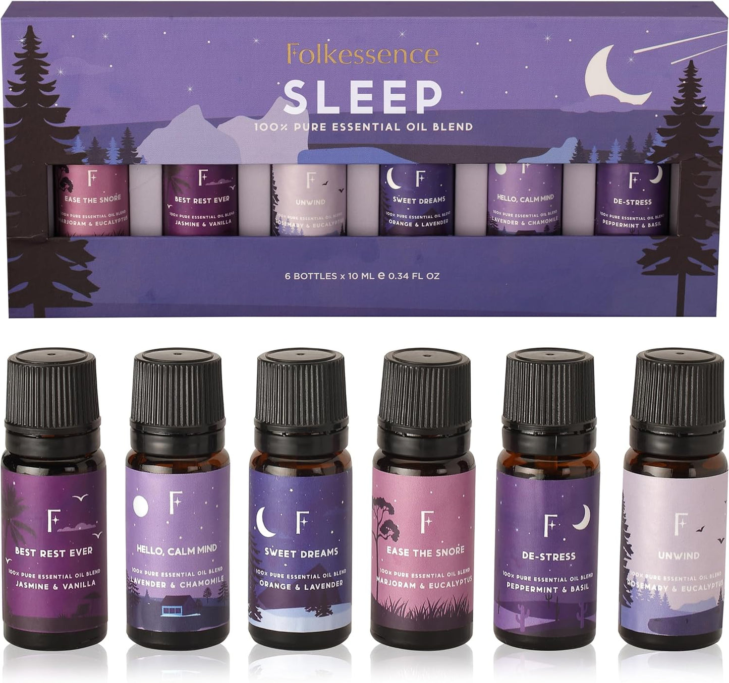 Sleep Essential Oils Set: Snooze Your Way to Bliss with 6 Pure Aromatic Wonders for Your Diffuser!