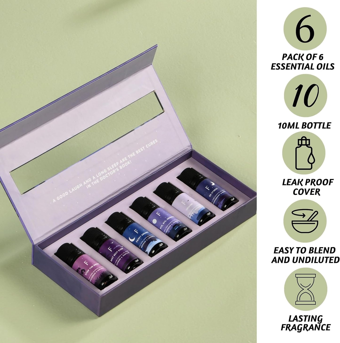 Sleep Essential Oils Set: Snooze Your Way to Bliss with 6 Pure Aromatic Wonders for Your Diffuser!