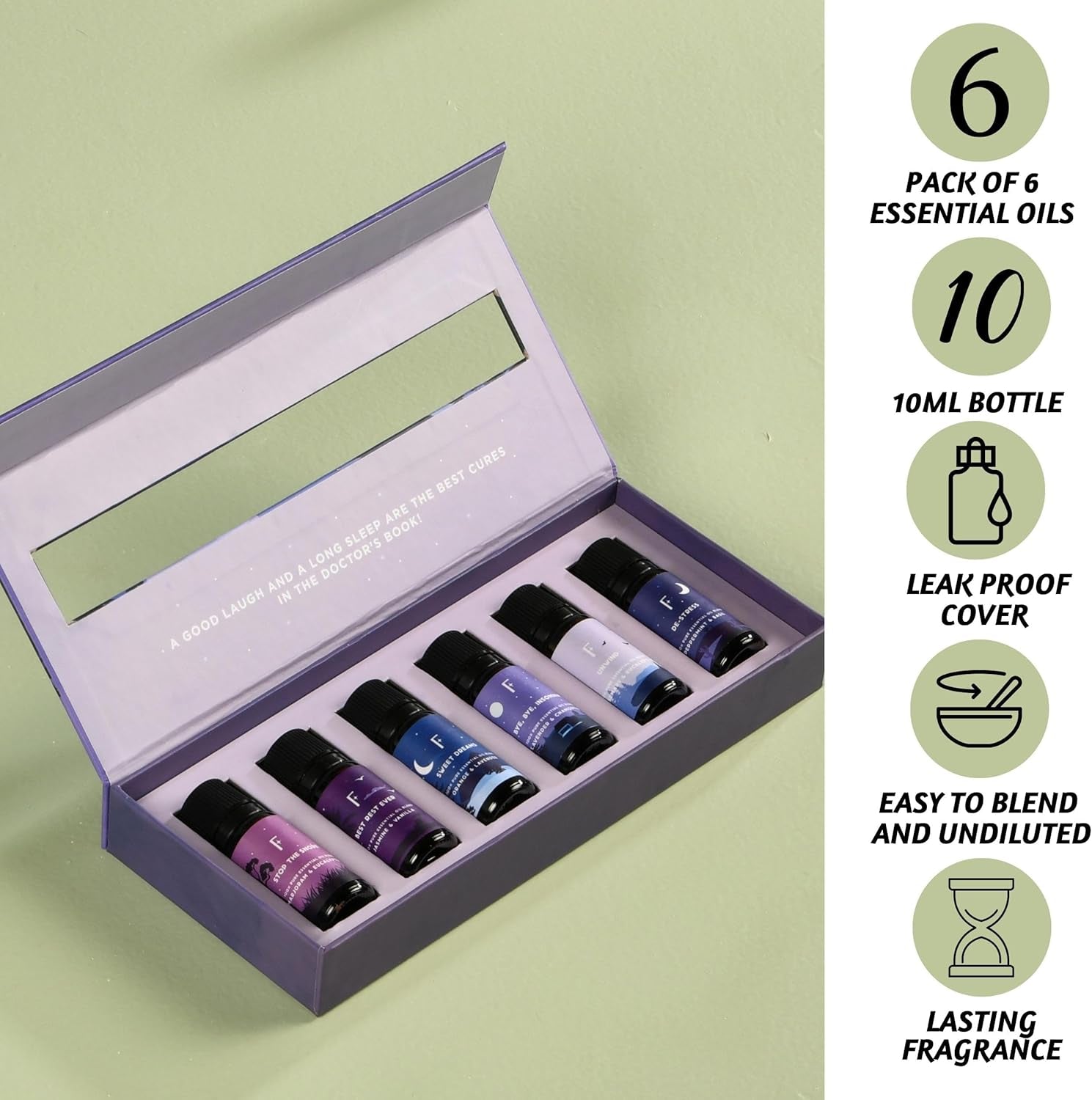 Sleep Essential Oils Set: Snooze Your Way to Bliss with 6 Pure Aromatic Wonders for Your Diffuser!