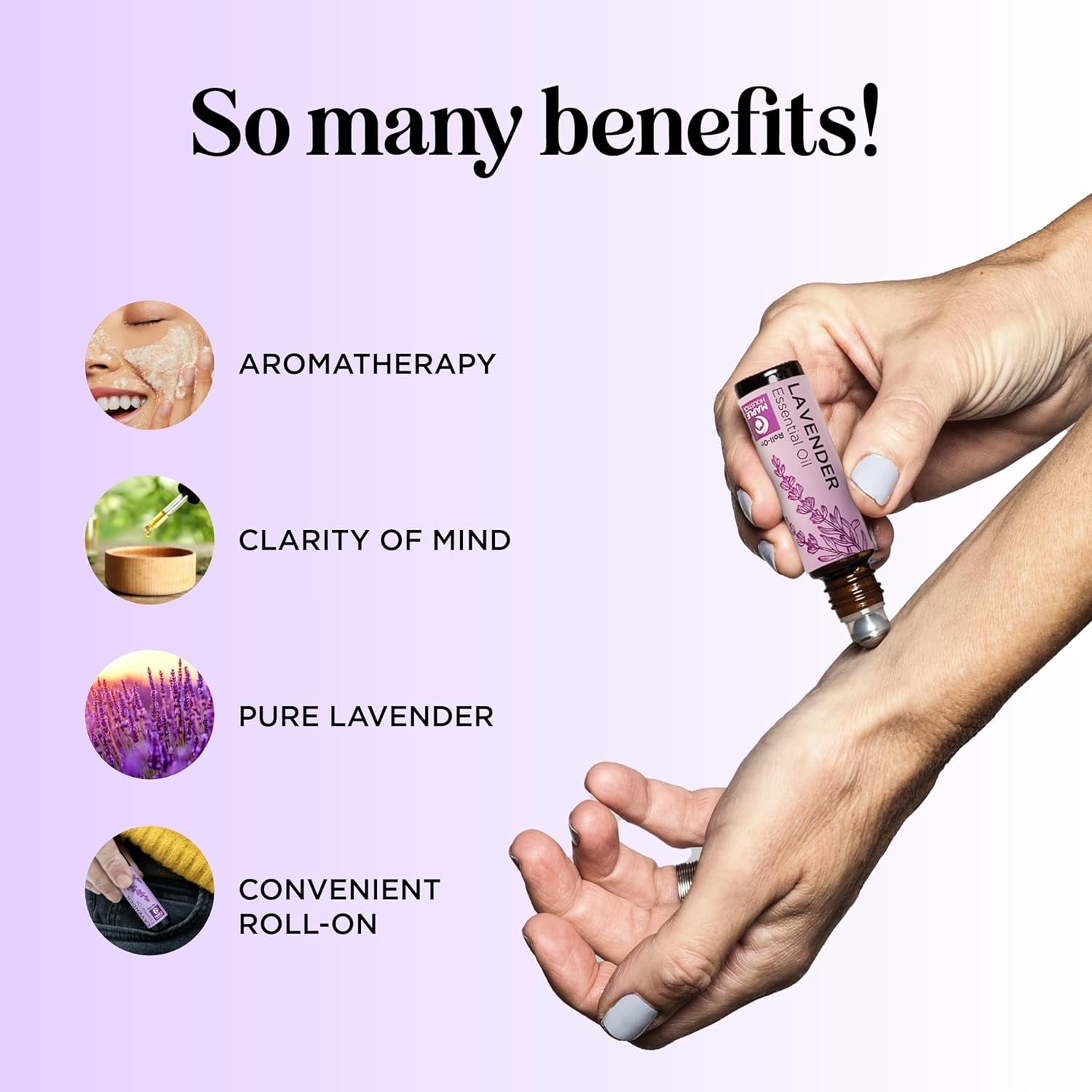 Lavender Essential Oil Roll-On: Your Go-To Sleep Buddy for Headaches and Chill Vibes – Pre-Diluted Natural Magic in a Bottle!