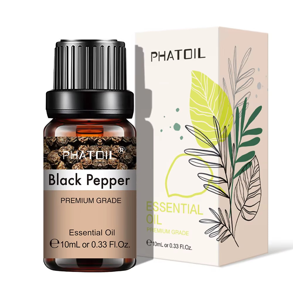 Natural Plant Essential Oil 10ml - Eucalyptus, Rose, Lemon, Bergamot, Vanilla, and Peppermint for Aromatherapy and Diffusers