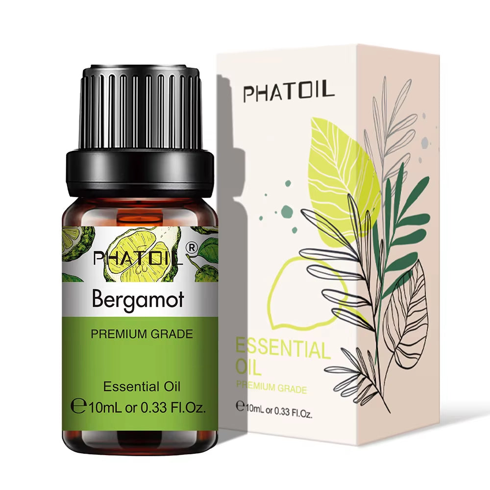 Natural Plant Essential Oil 10ml - Eucalyptus, Rose, Lemon, Bergamot, Vanilla, and Peppermint for Aromatherapy and Diffusers