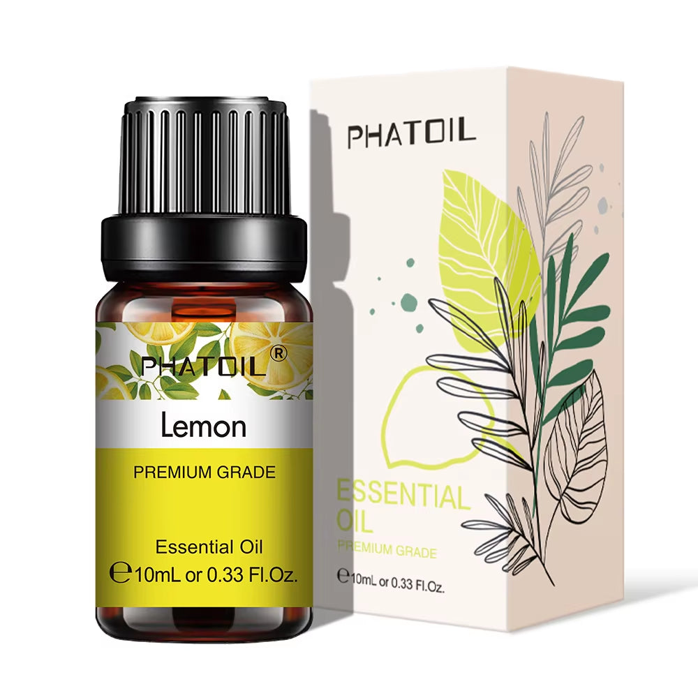 Natural Plant Essential Oil 10ml - Eucalyptus, Rose, Lemon, Bergamot, Vanilla, and Peppermint for Aromatherapy and Diffusers