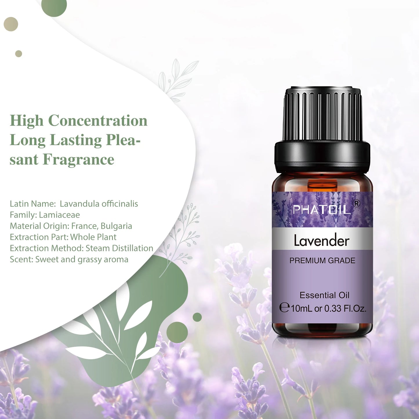 Natural Plant Essential Oil 10ml - Eucalyptus, Rose, Lemon, Bergamot, Vanilla, and Peppermint for Aromatherapy and Diffusers