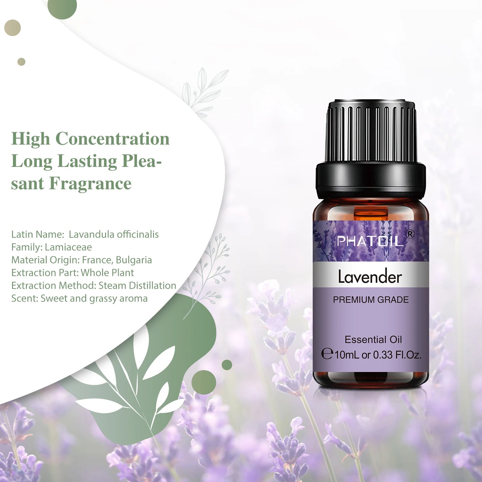 Natural Plant Essential Oil 10ml - Eucalyptus, Rose, Lemon, Bergamot, Vanilla, and Peppermint for Aromatherapy and Diffusers