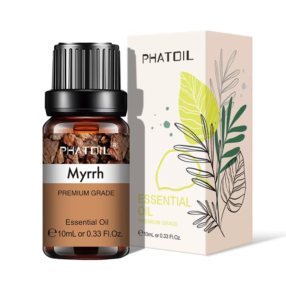 Natural Plant Essential Oil 10ml - Eucalyptus, Rose, Lemon, Bergamot, Vanilla, and Peppermint for Aromatherapy and Diffusers