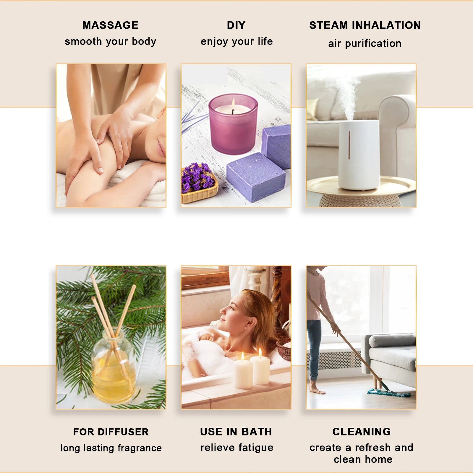 Indulge Your Senses with 10ml Natural Plant Essential Oils - Lavender, Jasmine, Eucalyptus, and Vanilla for Diffusers & Humidifiers